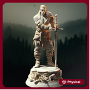 Human Ranger Fighter with Sword | Miniature | 28mm, 32mm, 75mm, 100mm Scales | Pathfinder Figure | DnD | Figurine unpainted | - Only-Games