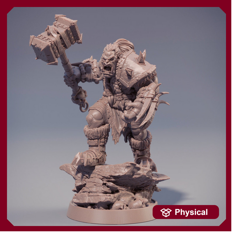 Orc boss | Ork | Orc barbarian | Warhammer and claws| |D & D | 28mm |32mm |54mm|75mm|100mm Tall Pathfinder | Raging Barbarian orc - Only-Games