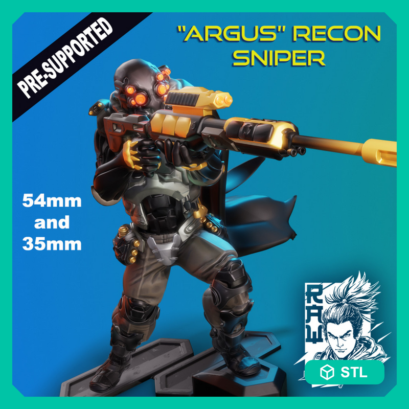 Advanced Recon Sniper "Argus" - Cyberpunk Soldier - STL only