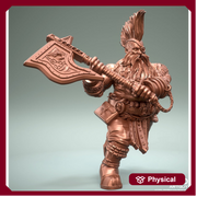 Dwarf Fighter Barbarian Axe Unpainted Figure | 28mm, 32mm,54mm,75mm,100mm Scales | Dungeons and Dragons Pathfinder | 3DArtGuy - Only-Games