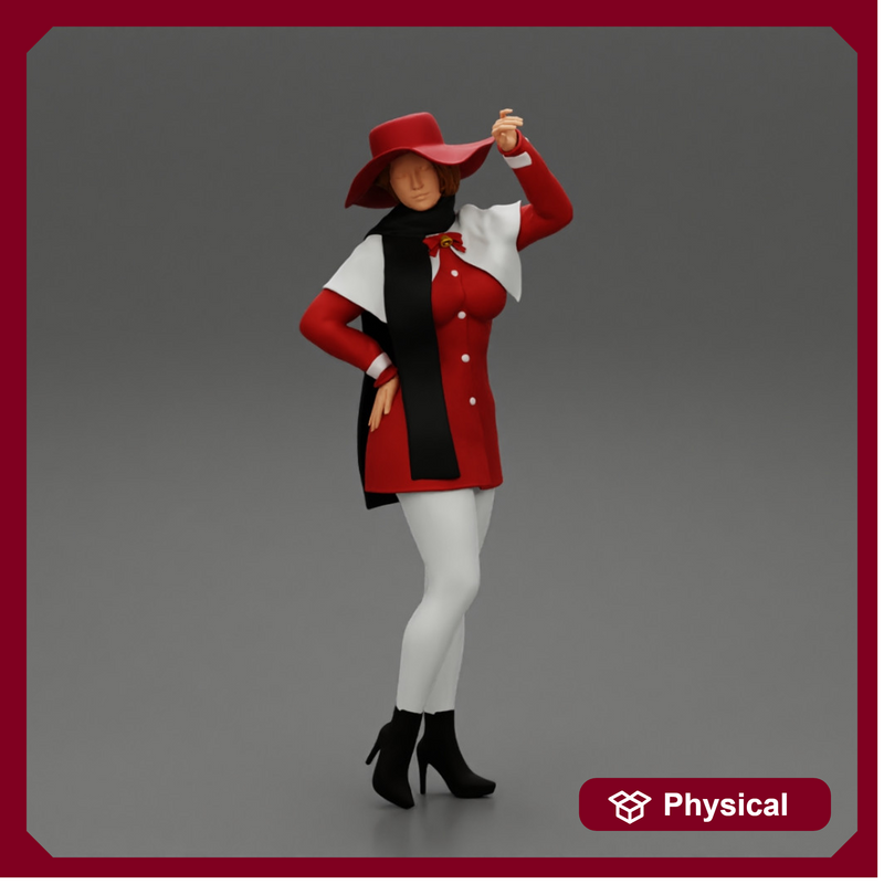 girl in christmas costume with hat standing and posing