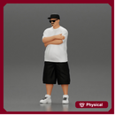 Fat Gangster in cap and sunglasses folding one's arms