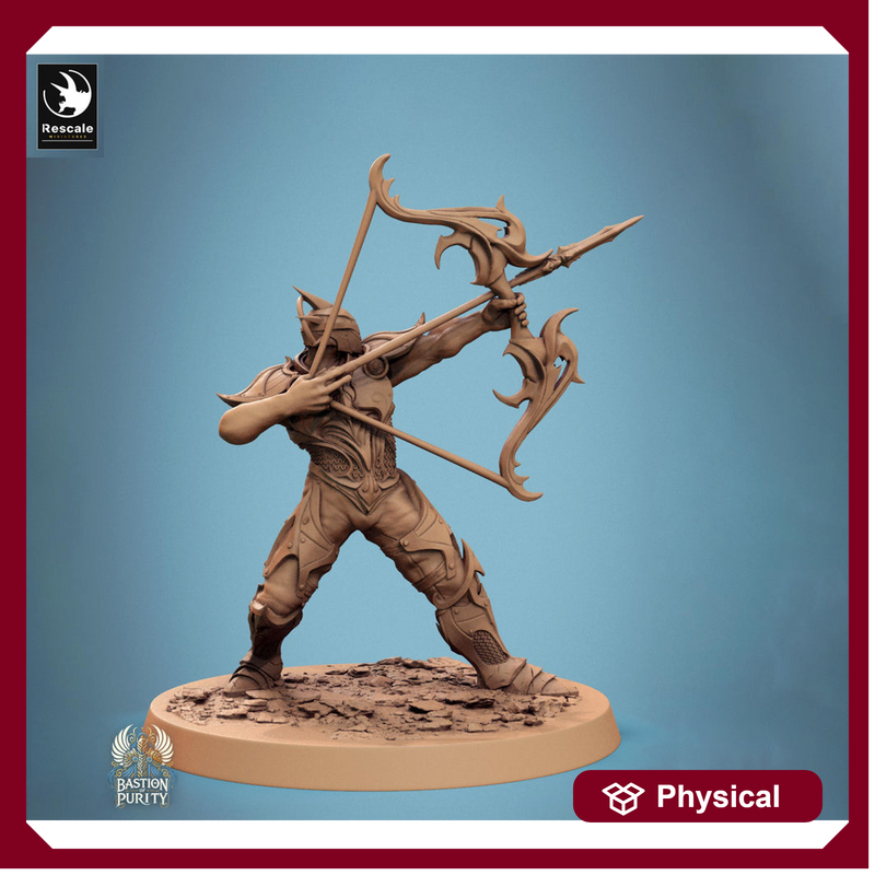 Human Paladin, Fighter Helm or No Helm, Bow PC / NPC, DnD 5e Unpainted Mini| 28mm, 32mm,54mm,75mm,100mm Scales |Dungeons & Dragons - Only-Games