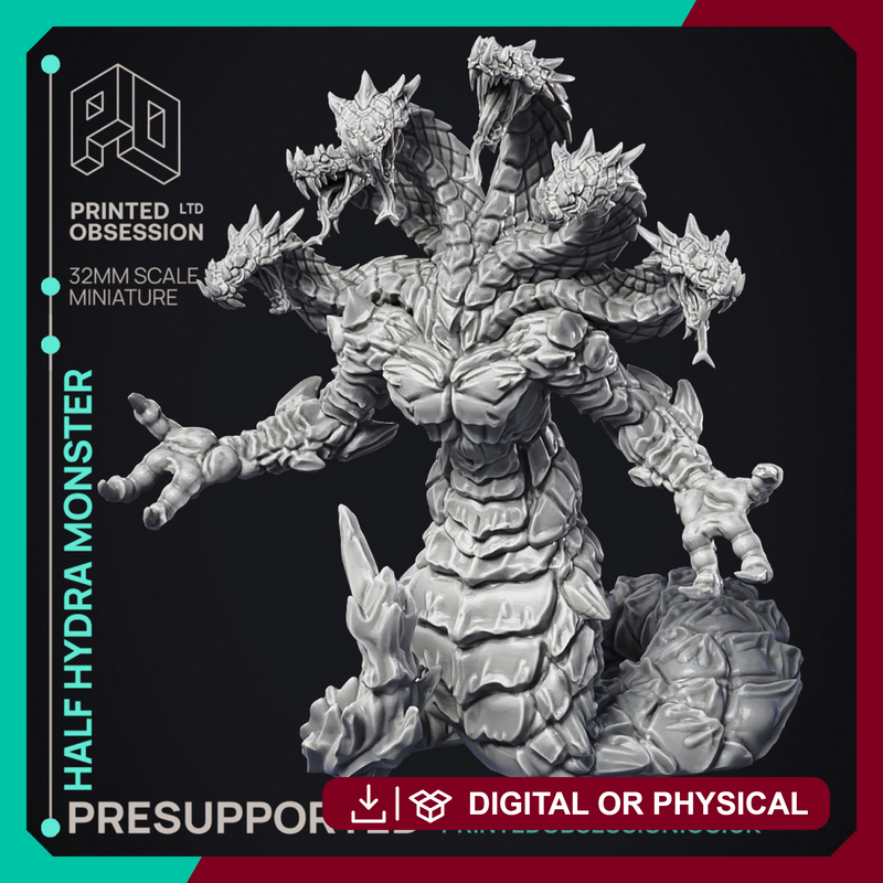 Half Snake Hydra - Large Creature - PRESUPPORTED - 32mm scale - Only-Games