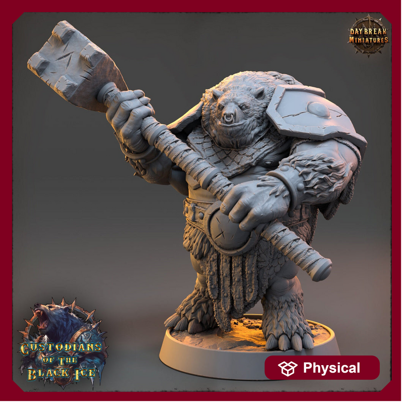 BearFolk Fighter Werebear Humanoid  Scales: 28mm, 32mm,54mm,75mm,100mm | D&D 5e | Dungeons and Dragons | Pathfinder | Daybreak Miniatures - Only-Games