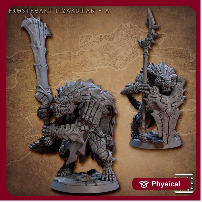 Lizardfolk, Lizardman, Fighter, Range, Paladin PC NPC  | 28mm,32mm,54mm,75mm Scale Resin Miniature | Dungeons and Dragons |Artisan Guild - Only-Games
