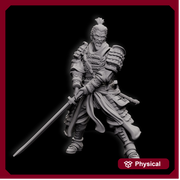 Human Fighter Samurai Kensa with Katana & Armor | DnD Miniature 28mm,32mm,54mm, 75mm,100mm Scale Pathfinder Figure/ DnD Figurine unpainted - Only-Games