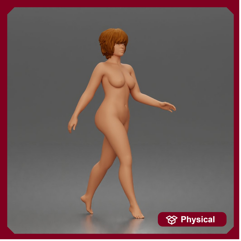 Naked woman Walking showing energy movement and character