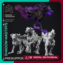 Shadow Mastiffs - 3 Shadowfell Monsters - PRESUPPORTS - 32mm scale