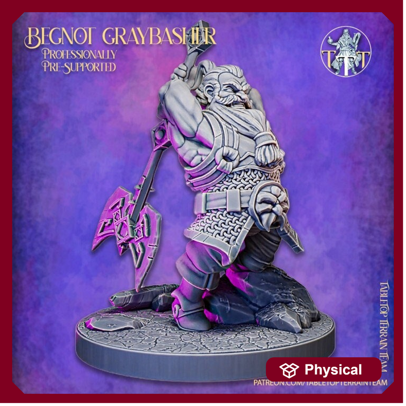 Dwarf Fighter Paladin Great Axe | Dungeons and Dragons Resin Figure Miniature | 28mm,32mm,75mm Scales | Pathfinder Mini for Painting | - Only-Games