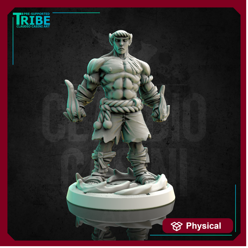 (0240) Male human elf firbolg tiefling half orc muay thai fighter monk shaolin