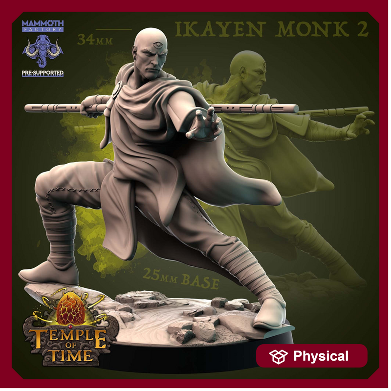 Human Male Monk Sorcerer | 28mm, 32mm, 75mm Scale Resin Miniature | Dungeons and Dragons | Mammoth Factory - Only-Games