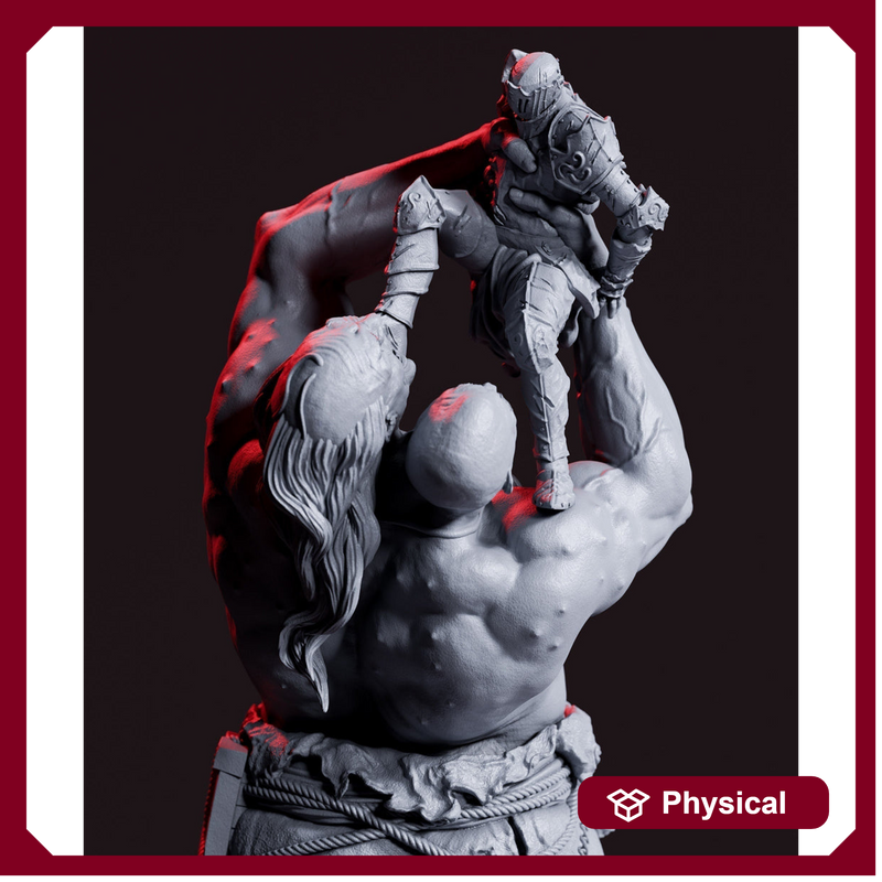 Ettin Giant fighting Paladin Fighter | 28mm & 32mm Scale | 97mm Tall | Dungeons and Dragons | Pathfinder Oger | Flesh of Gods| Tabletop RPG| - Only-Games