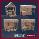 Market Set (4 Models) - Shops - Shop - Market - Market Stall - Stalls - Stall - Medieval Market - Fantasy Market - Shopkeeper - Market Tent - Medieval - Vendor - Merchant