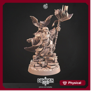 Dwarf Wizard Miniatures | Spell Caster | Dungeons and Dragons | 28mm,32mm,54mm, 75mm, 100mm Scales | Pathfinder | Figure for Painting| - Only-Games