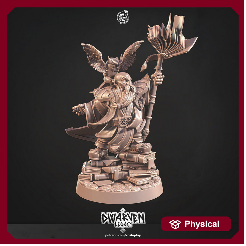 Dwarf Wizard Miniatures | Spell Caster | Dungeons and Dragons | 28mm,32mm,54mm, 75mm, 100mm Scales | Pathfinder | Figure for Painting| - Only-Games