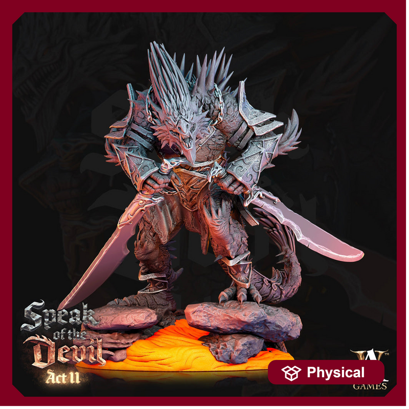 Barbed Devil Resin Miniature/ Dragonborn PC | 28mm,32mm Scale /Large 50mm, Huge 65mm BASE Sizes | Nine Hells | Demon | Dungeons and Dragons| - Only-Games