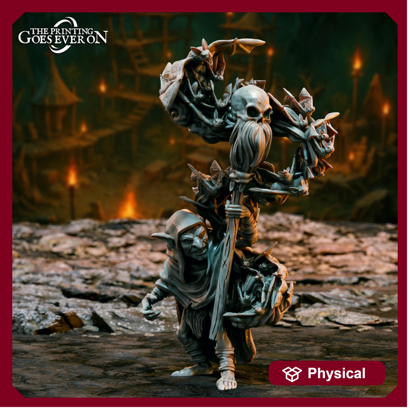 Goblin Wizard Shaman | Miniatures | D&D 5e| 28mm, 32mm,54mm, 75mm, 100mm scale| Pathfinder | Figure for Painting| Dungeons n Dragons - Only-Games
