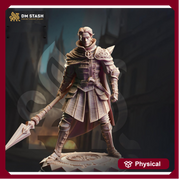 Human Fighter, Ranger Polearm Master | Unpainted Miniature | 28mm, 32mm, 54mm,75mm, 100mm Scales | Pathfinder Figure | DnD | - Only-Games