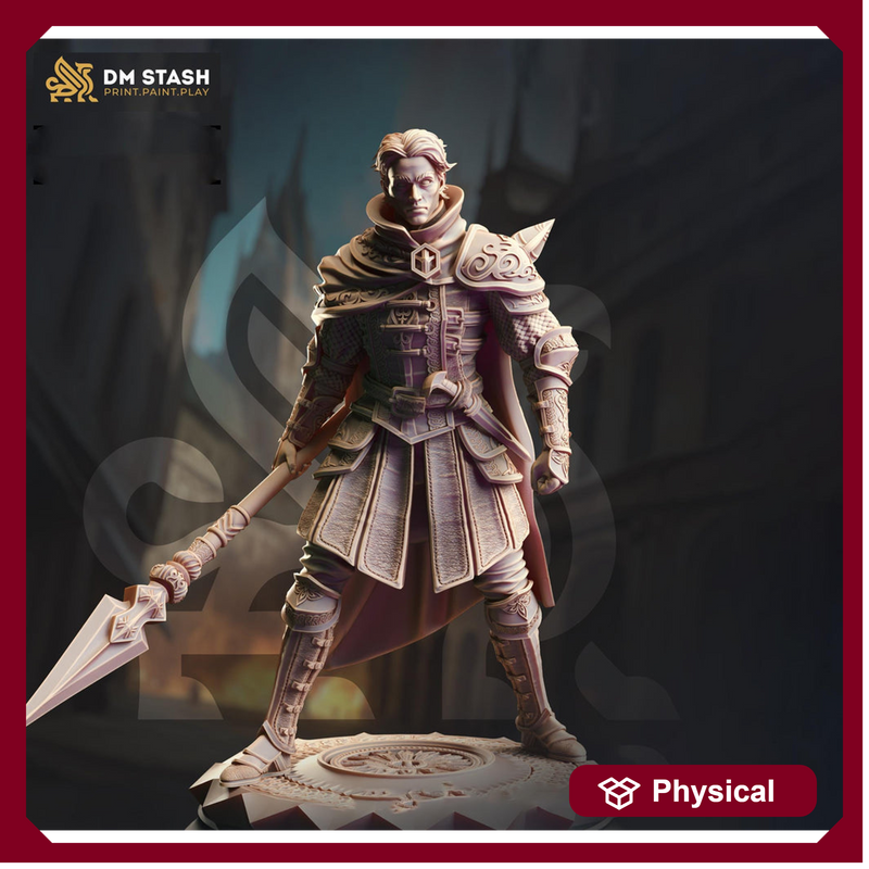 Human Fighter, Ranger Polearm Master | Unpainted Miniature | 28mm, 32mm, 54mm,75mm, 100mm Scales | Pathfinder Figure | DnD | - Only-Games