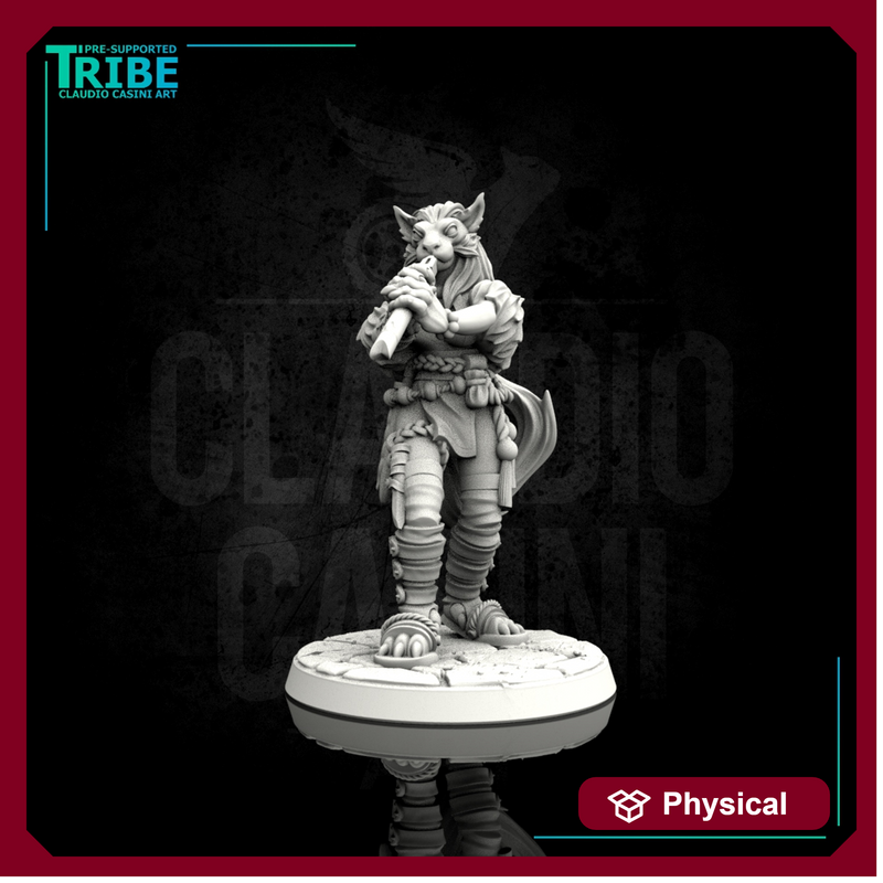 (0079) Female felinid bard with magic flute