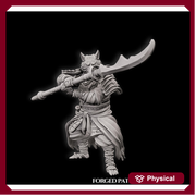 WereFox Fighter Samurai, Fox Folk, Kitsune | DnD Miniature 28mm,32mm,54mm, 75mm,100mm Scale Pathfinder Figure/ DnD Figurine unpainted - Only-Games