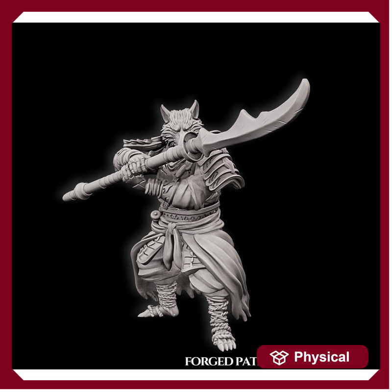 WereFox Fighter Samurai, Fox Folk, Kitsune | DnD Miniature 28mm,32mm,54mm, 75mm,100mm Scale Pathfinder Figure/ DnD Figurine unpainted - Only-Games