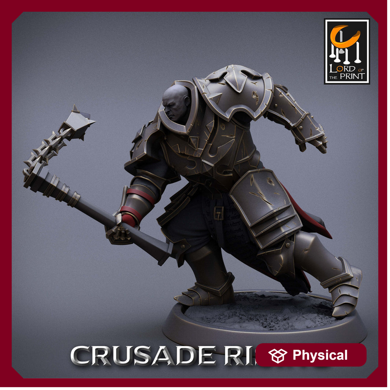 Paladin Knight Flail Templar Unpainted Miniature | 28mm, 32mm,54mm,75mm, 100mm Scales | Dungeons and Dragons |Pathfinder | Lord of The Print - Only-Games