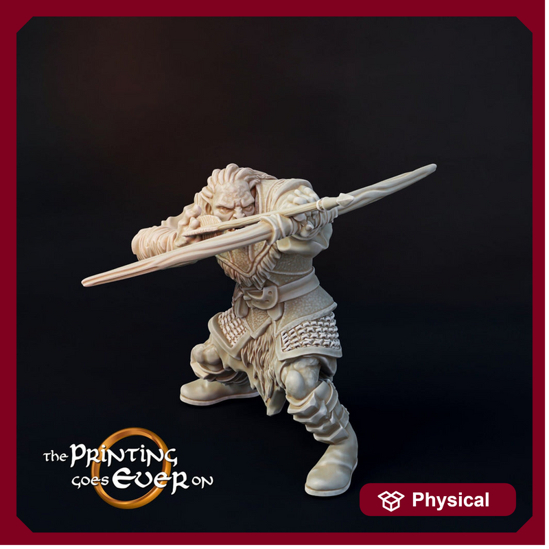 Orc / Half-Orc Fighter Archer Miniature | 28mm Scale | 32mm Scale | 75mm Scale Pathfinder Figure | DnD |  Figurine unpainted | - Only-Games