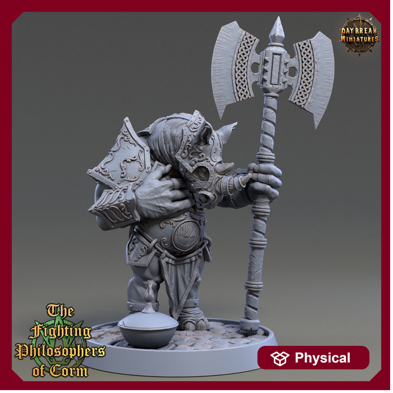 Rhinokin, Rhino-folk Warrior  Scales: 28mm, 32mm,54mm,75mm | D&D 5e Megaboss | Dungeons and Dragons | Pathfinder | Daybreak Miniatures - Only-Games