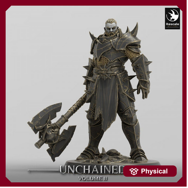 Fighter Axe, Armored Soldier, Oathbreaker Paladin,  Unpainted Miniature| 28mm, 32mm,54mm,75mm,100mm Scales |Dungeons and Dragons Pathfinder - Only-Games