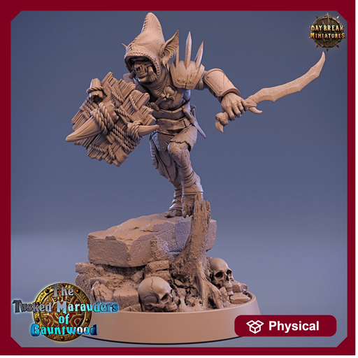 Goblin Sword and Shield Fighter | DnD Miniatures Figures | Dungeons and Dragons | 28mm, 32mm, 75mm scale| Pathfinder | Daybreak Miniatures - Only-Games