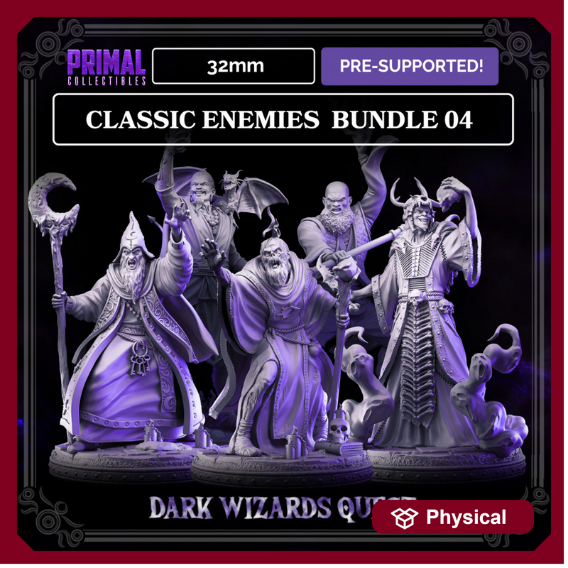 5 miniatures - 32mm - Classic RPG game enemies bundle - DARK WIZARDS - MASTERS OF DUNGEONS QUEST - Only-Games