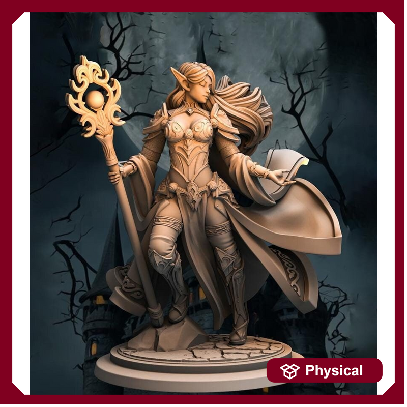 Elf Female Sorcerer, Wizard, Druid PC NPC Miniature NSFW Topless versions | 28mm,32mm,54mm,75mm,100mm Scales |  DnD 5e | Unpainted figure - Only-Games
