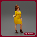 woman explaining pose wearing dress and boot