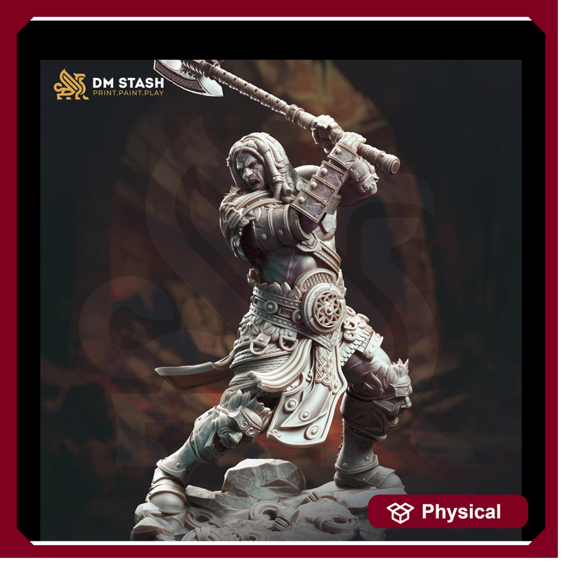 Goliath Human Barbarian Fighter Miniature | 28mm,32mm,54mm,75mm,100mm Scales | Dungeons and Dragons Pathfinder | DM Stash - Only-Games