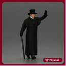 man in long coat, resembling a mafia boss walking