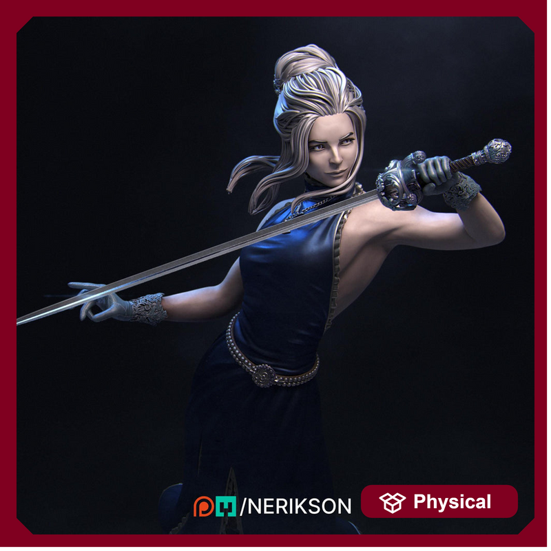 Female Fighter Swashbuckler Duelist PC / NPC Unpainted Mini | 28mm,32mm,54mm,75mm,100mm,140mm Scales | D&D 5s Pathfinder | NERIKSON - Only-Games