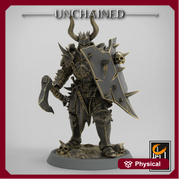 Fighter Axe and Shield, Oathbreaker Paladin, Unpainted Miniature | 28mm, 32mm,54mm 75mm,100mm Scales | Dungeons and Dragons | Pathfinder - Only-Games