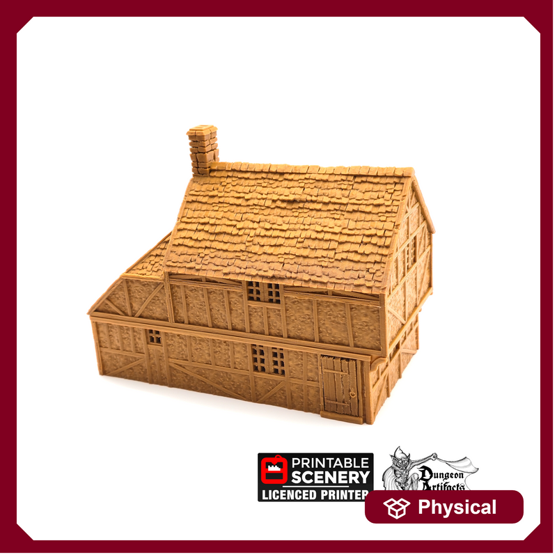 Wattle and Daub Hollyhock Cottage - King and Country - Printable Scenery Terrain Wargaming D&D DnD 10mm 15mm 20mm 25mm 28mm 32mm 40mm 54mm Painted options