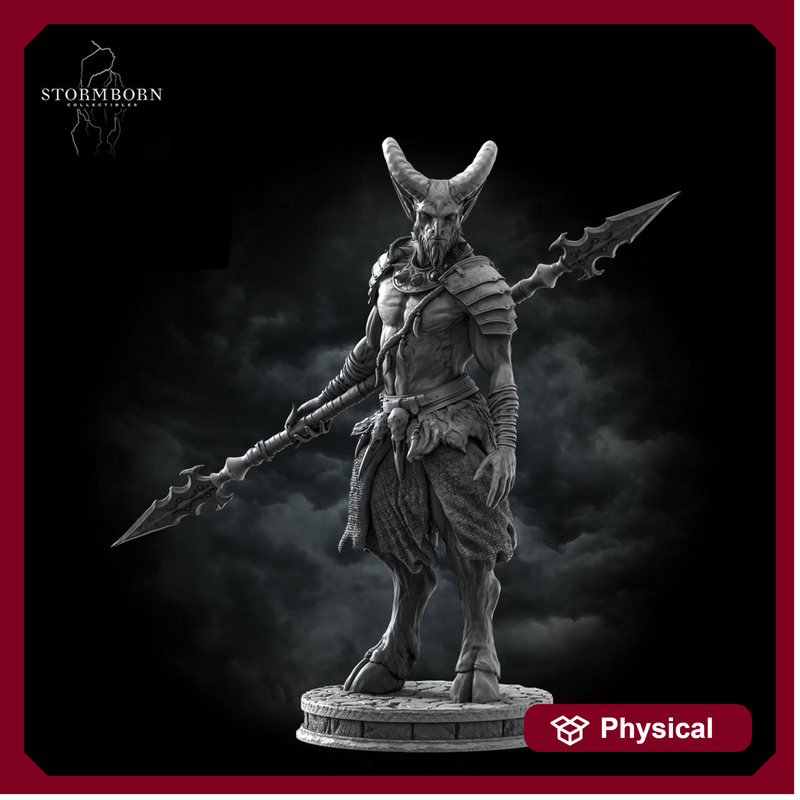 Satyr Warrior Miniature | Fey Spear Fighter Goat-Man | UNPAINTED Resin DnD Pathfinder - Only-Games