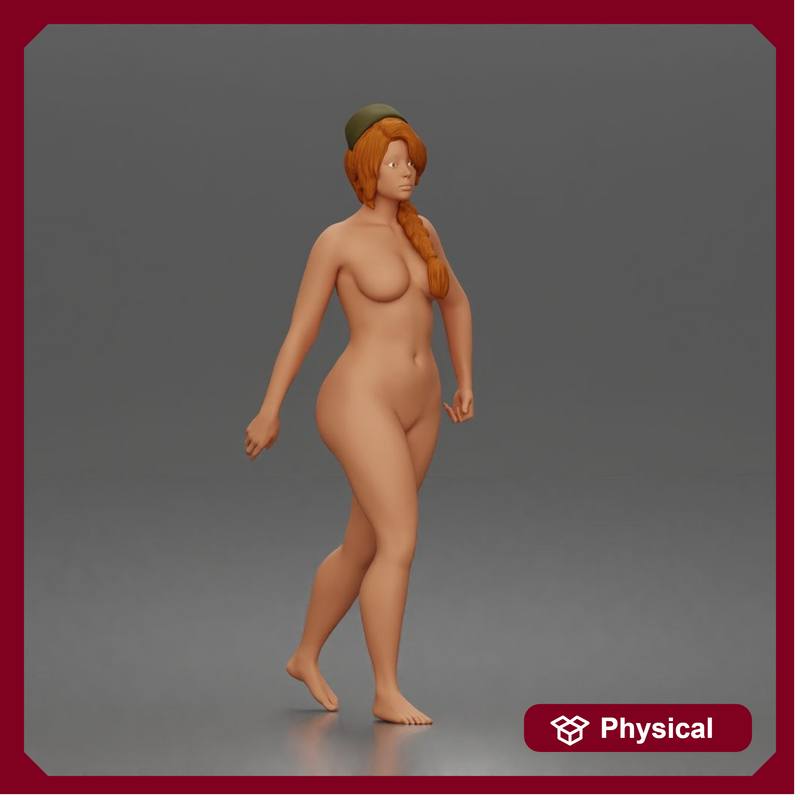 naked woman soldier walks