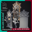 Silver Golems - 3 Monsters & Enviromental models -  PRESUPPORTED - Illustrated and Stats - 32mm scale