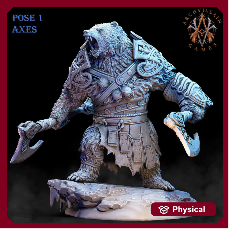 Frostburn Bear Vanguard | Archvillain Games | DnD RPG Role Playing Game | Pathfinder | Figure for Painting | Resin | Dungeons and Dragons | - Only-Games