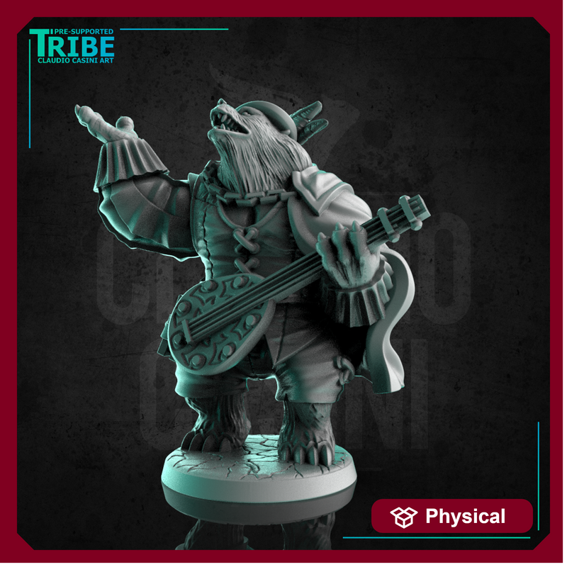 (0272) Male bear folk bard musician with a mandolin