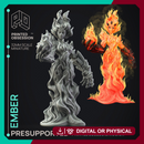 Ember - Fire Elemental -  PRESUPPORTED - Illustrated and Stats - 32mm scale