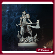 Human Female Fighter with Axe | Unpainted Miniature | 28mm,32mm,54mm,75mm,100mm Scales | Pathfinder Figure | DnD Mini  | Archvillain Games - Only-Games