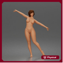 naked Woman dances balancing bottoms barefoot