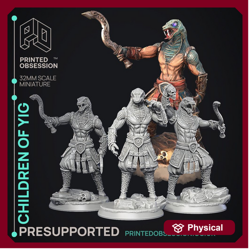 Children of Yig - 3 Models - The Wondering Desert -  PRESUPPORTED - Illustrated and Stats - 32mm scale - Only-Games