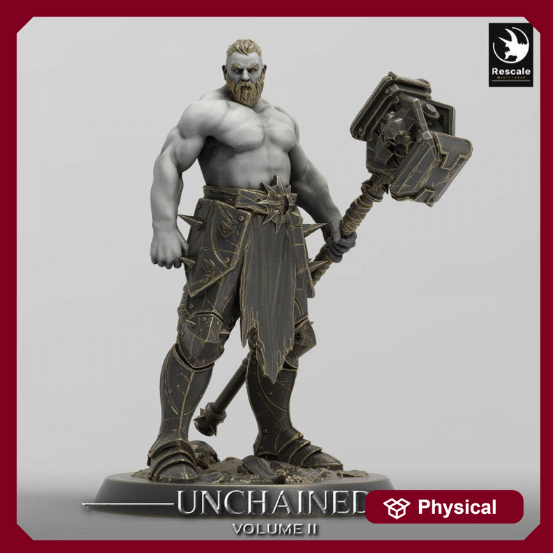 Barbarian Human / Goliath, Ranger,Fighter, with Big Hammer, DnD Unpainted Miniature| 28mm, 32mm,54mm,75mm,100mm Scales | Dungeons & Dragons - Only-Games